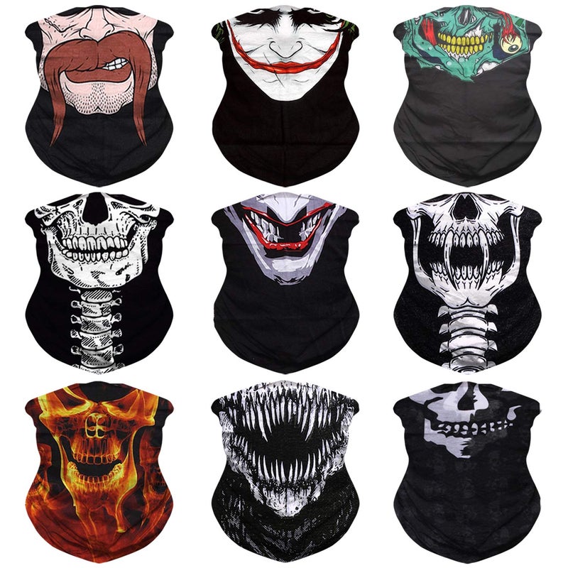 JOEYOUNG Headwear, Bandana Neck Gaiter Face Cover Mask Scarf Balaclava pack of 9 - Image 1